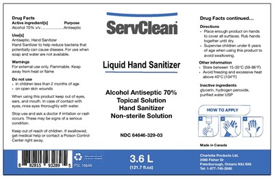 Liquid Hand Sanitizer 3.6 Litres Ndc 64646-329-03 (Liquid Label 3600ml)